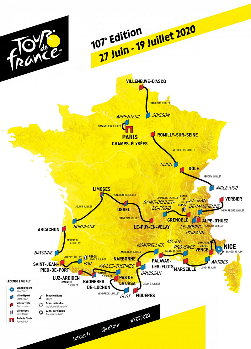 carte tour de france 2020